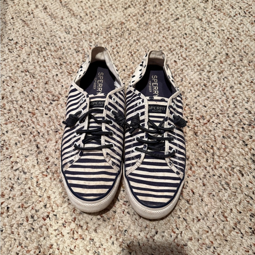 Sperry Striped Navy and White Sneakers